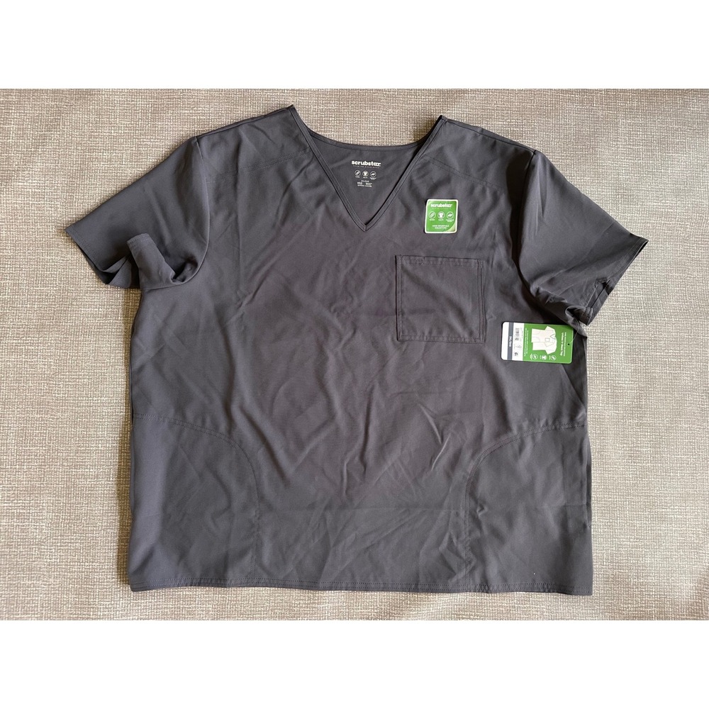 Scrubstar Core Essentials Unisex V-Neck Scrub Top Pewter Gray 3XL NWT